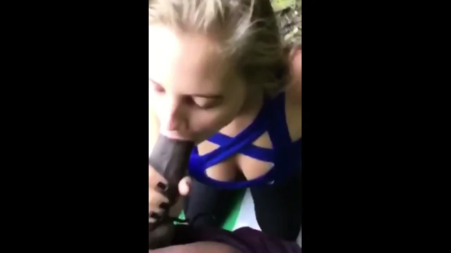 Amateur White Slut Sucks BBC In The Woods