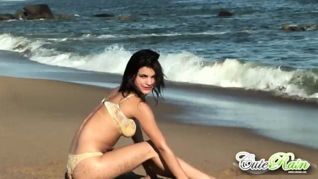 Cute rain teasing us on the beach