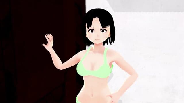 ãMiaã Anime girl tried to hide her body with a tray, but it was impossible.ãSexy animeã