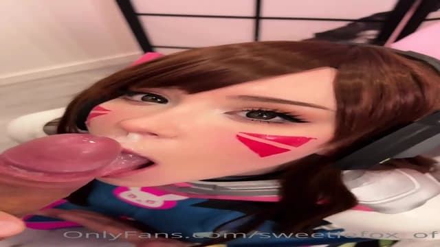 busty D.Va swallowing a cock