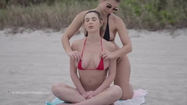 BralessForever - Hot babes naked on the beach