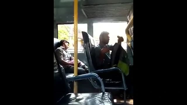 Indian horny man masturbating at public transport in front of woman