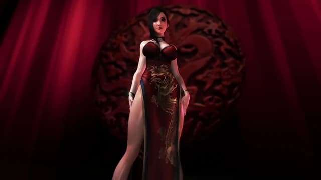 Sexy oiled Tifa Lockhart in revealing red dress shamelessly dancing pantyless