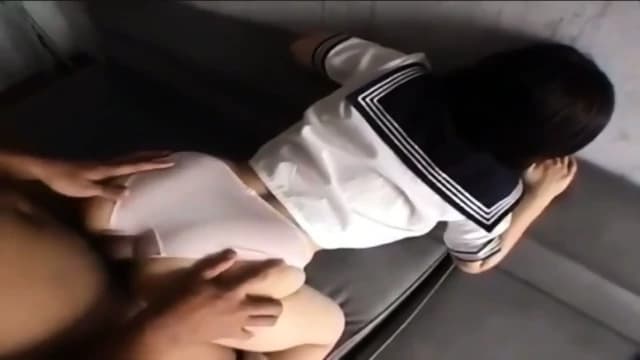 Japanese Schoolgirl Assjob, gets cum on ass