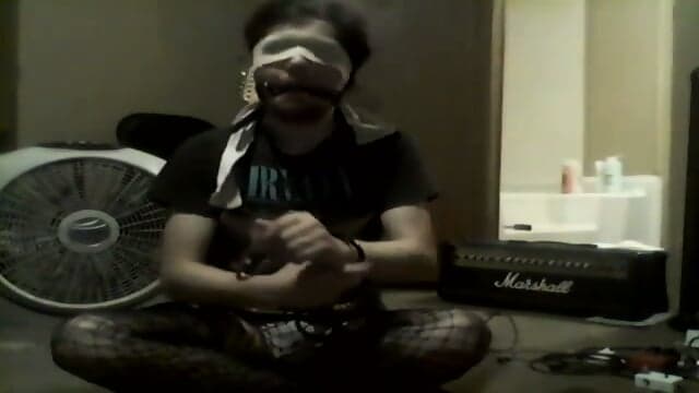 Self Blindfolded, Handcuffed And Ballgagged