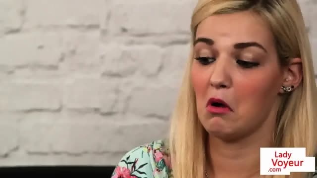 Busty british voyeurs strip for jerking sub