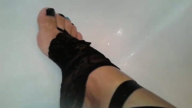 Running Water On Sexy Foot Lingerie