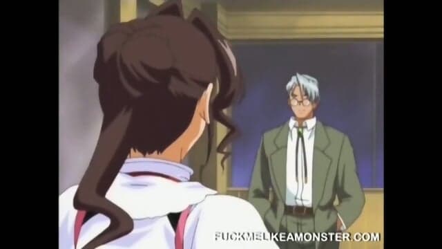 Weird anime hentai storyline with angry busty teen slut