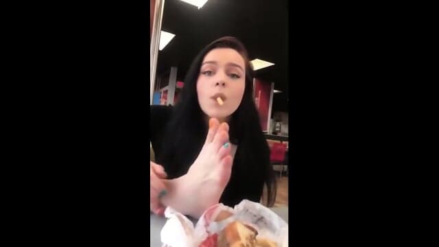 Shameless Amateur Babe Grabs A French Fries With Her Toes And Eats The  Kinky4Ever
