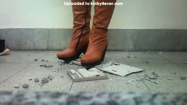 Naughty Woman In Boots Getting Wild While Crushing Keyboard - Sexy Brown  Kinky4Ever
