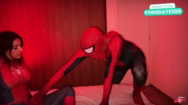 SPIDERMAN Leaves his Spider Girl Covered in Cum