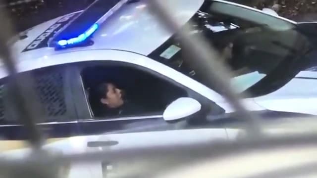 Female Officer cumming in squad car