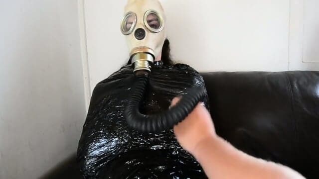 Plastic Bondage Gasmasked Girl  K4E