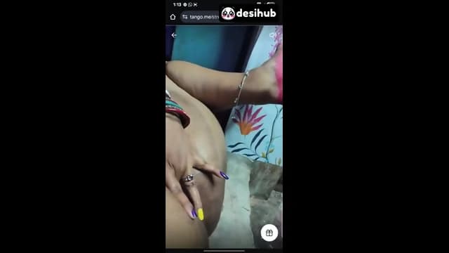 Desi Aunty Strips Live on Tango Uses Vibrator on Her Pussy and Cums Hard