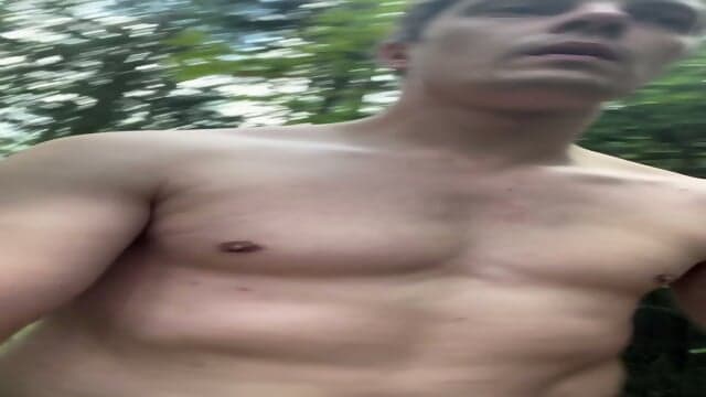 Walking naked with a stiff in the middle of the woods
