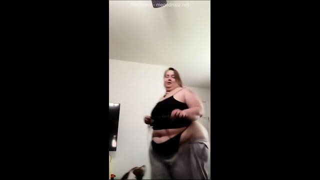 Bbw4Red20 Strips And Measures Herself