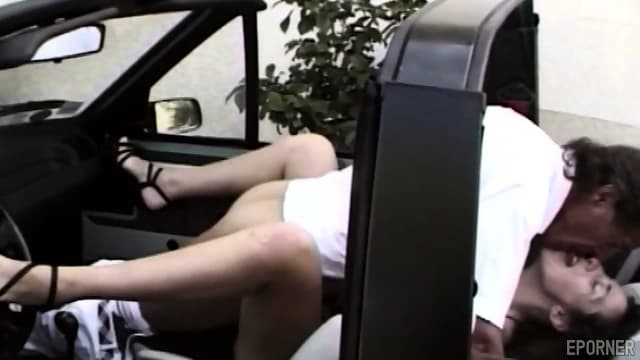 Older Man Gets Blowjob And Fucks Brunette In Car