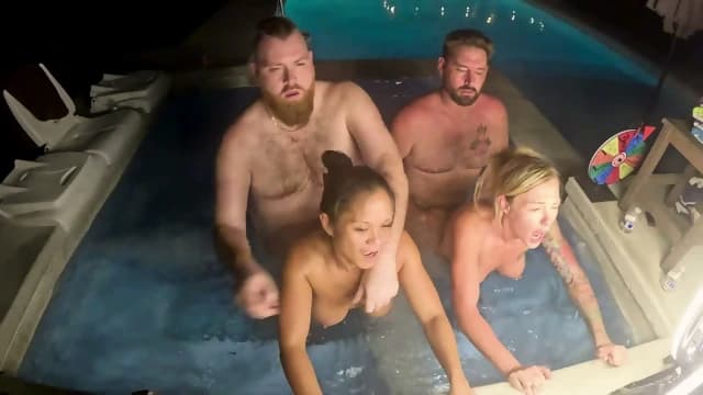 Hot Tub Foursome With Deliah Grace Jazmine Cruz