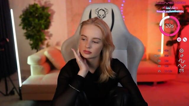 With My Thighs Spread I Play With My Wet Clitoris As A Sensual Blue Eyed Blonde For Excited Chat Guests Before A Glittering Backdrop