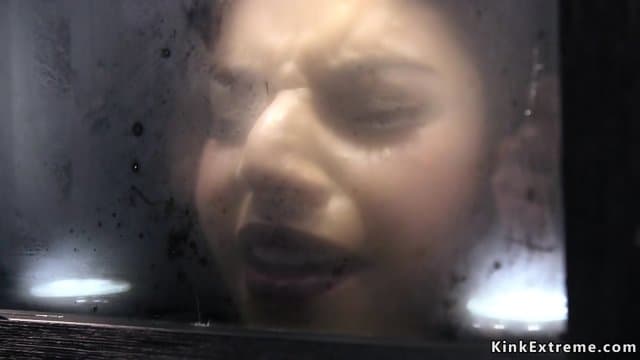 Beauty with head in a box pussy vibed