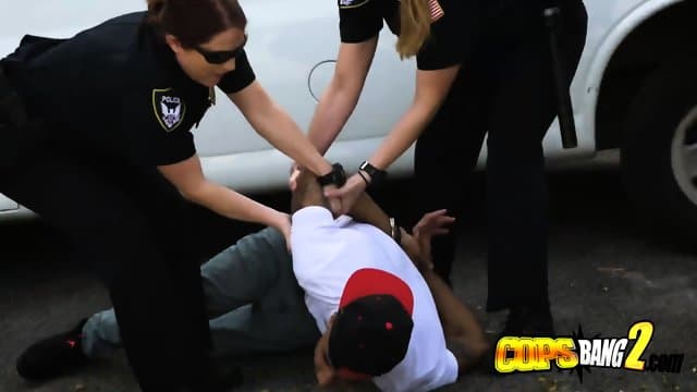 Skinny D is taken and contrived into taking turns to squash milf cops