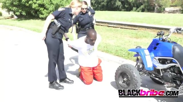 Motorcycle rider gets caught and apprehended by perverted milf cops