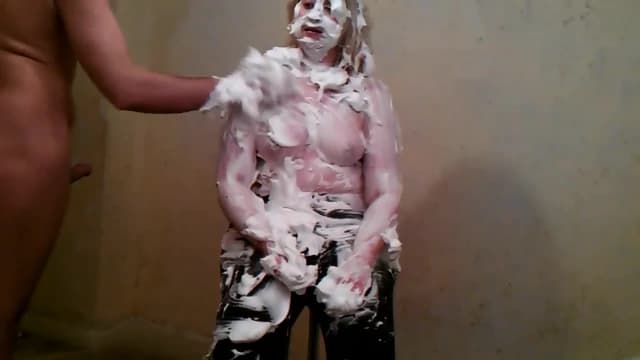 No pajamas in bed foam pieing for busty woman.