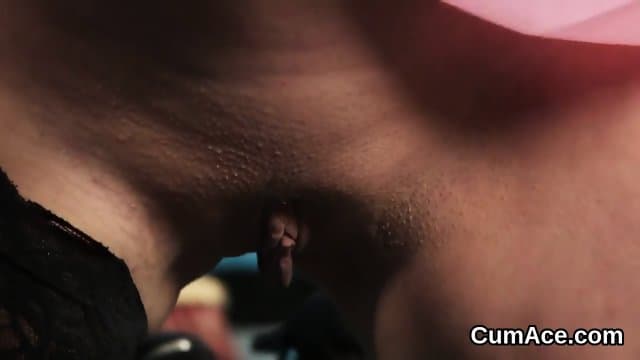 Unusual beauty gets cum load on her face eating all the jizz