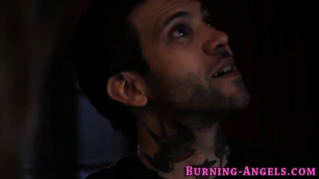 Punk slut blows cock and gargles on cum