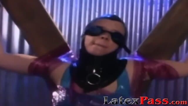 Bound lesbian sub dominated by vintage Mistress and toys